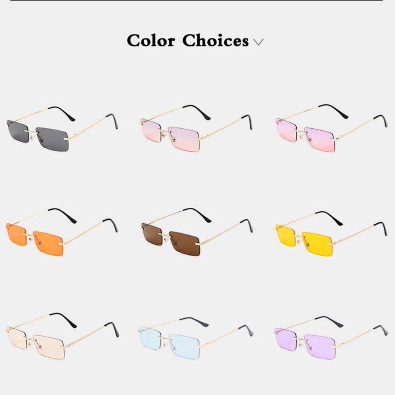 Kobiety Retro Wielobarwne Okulary Przeciwsłoneczne Framelss Small Square Fashion Personality Uv Protection