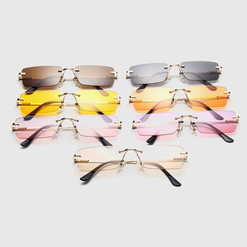 Kobiety Retro Wielobarwne Okulary Przeciwsłoneczne Framelss Small Square Fashion Personality Uv Protection