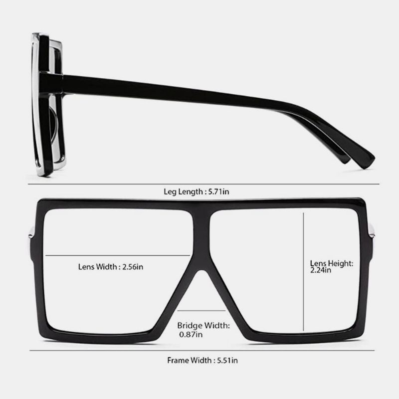 Kobiety Vintage Oversize Square Frame Wielokolorowe Modne Okulary Przeciwsłoneczne Chroniące Przed Promieniowaniem Uv