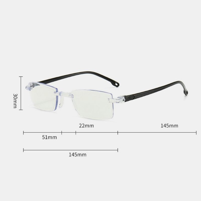 Unisex Anty-niebieskie Światło Bezramowe Hd Diamentowe Przycinanie Bi-light Podwójne Okulary Do CZytania Okulary Do Prezbiopii