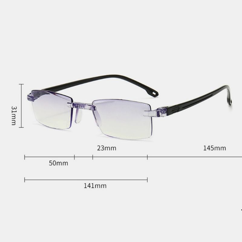 Unisex Anty-niebieskie Światło Bezramowe Hd Diamentowe Przycinanie Bi-light Podwójne Okulary Do CZytania Okulary Do Prezbiopii