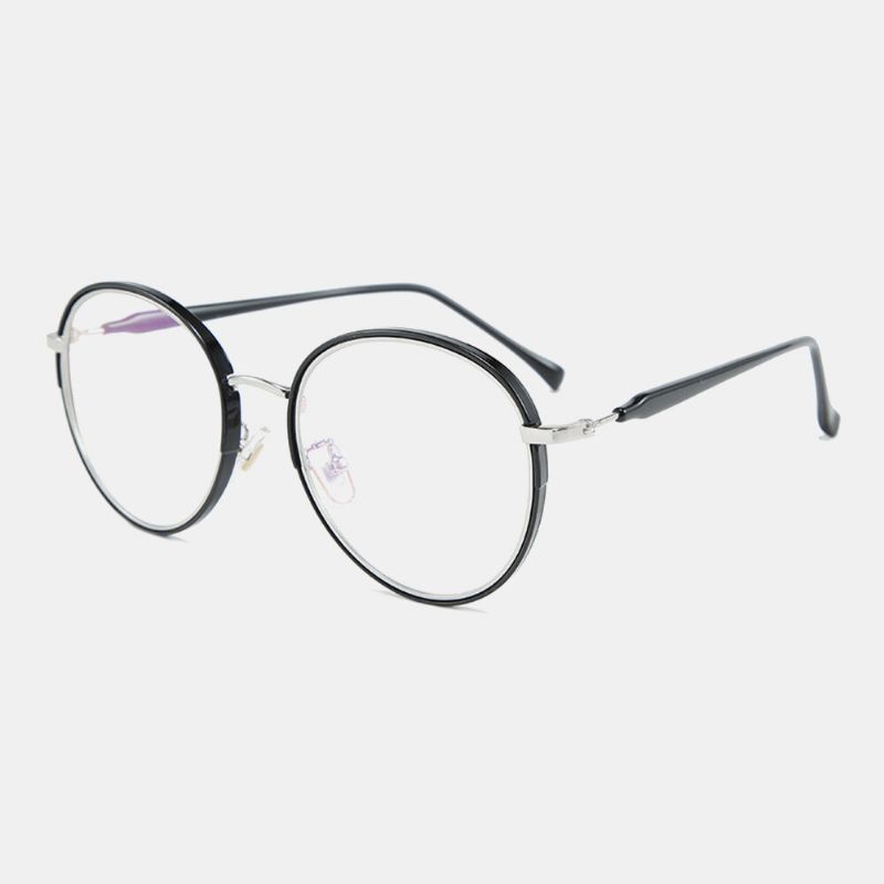 Unisex Fashion Metal Big Frame Okrągłe Okulary Casual Outdoor Anti-blue Płaskie Glasses