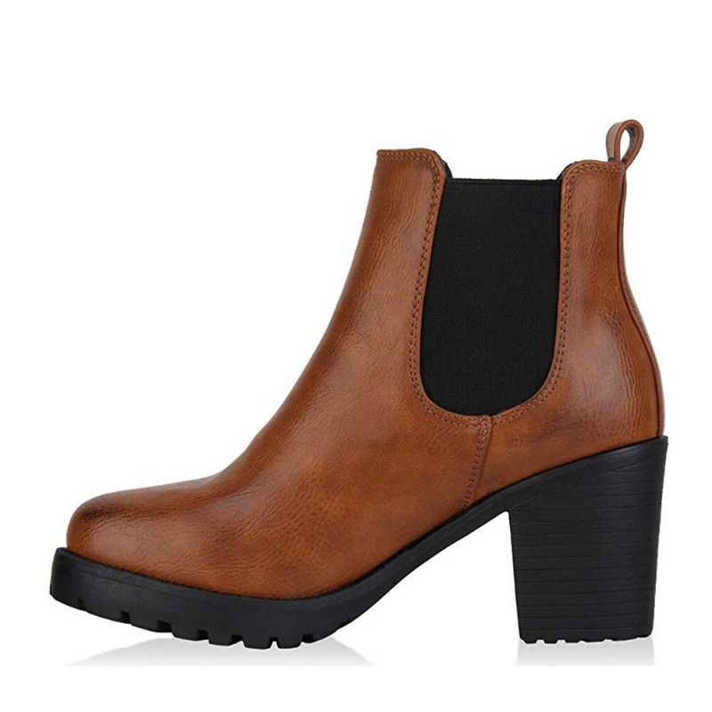 Kobiety Casual Slip On Okrągłe Toe Platforma Masywny Obcas Botki