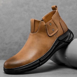 Mężczyźni Retro Skóra Bydlęca Antypoślizgowa Miękka Podeszwa Elastyczna Slip On Chelsea Boots