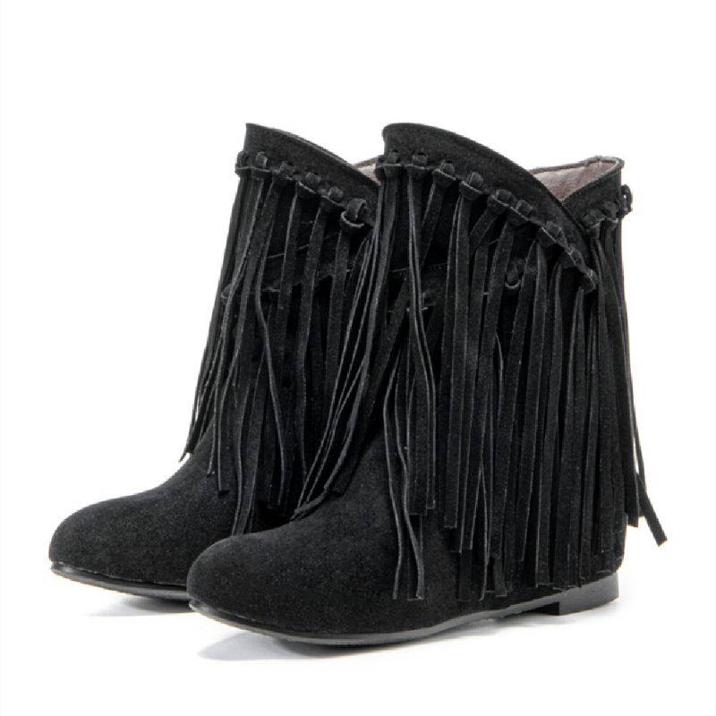 Plus Size Damskie Casual Suede Tassel Zwiększony Obcas Krótkie Buty