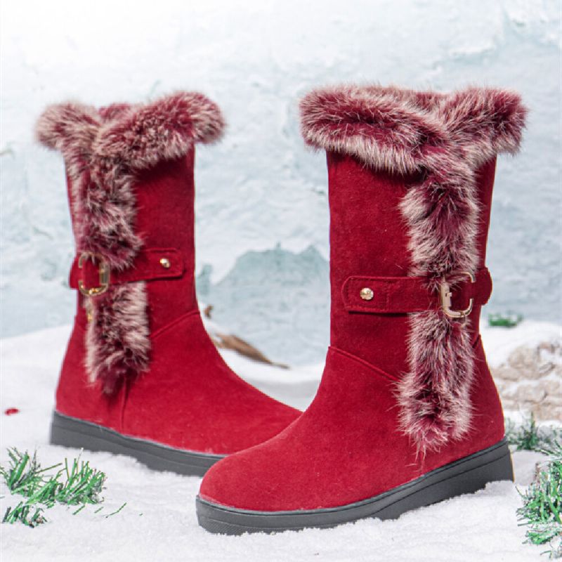 Plus Size Damskie Winter Pluszowa Podszewka Klamra Decor Zwiększona Pięta Snow Boots