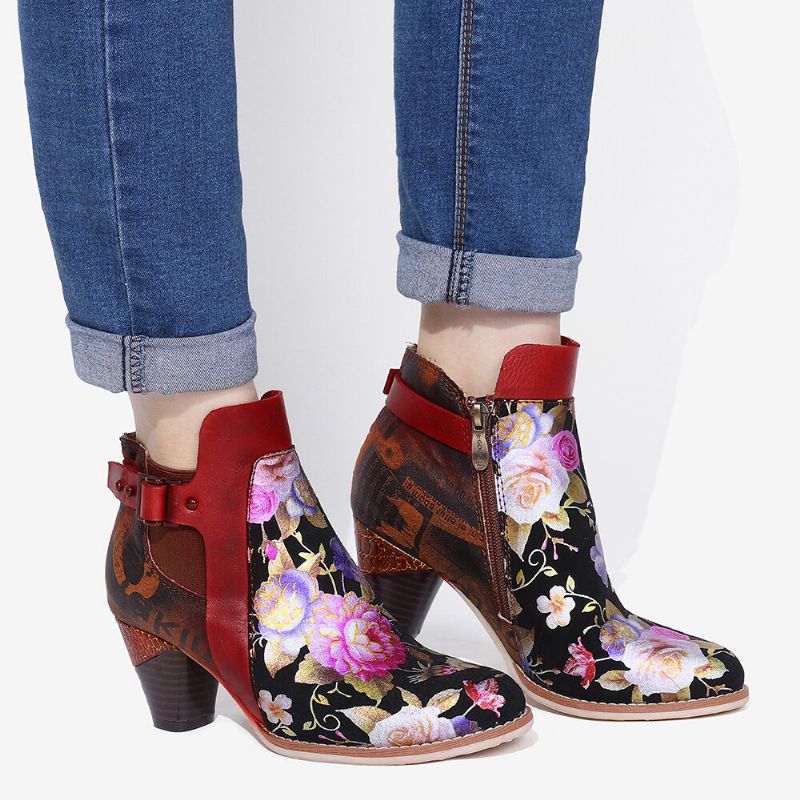 Retro Bloomed Flower Połącz Z Nowoczesnym Stylowym Literą Eleganckie Unikalne Buty Na Wysokim Obcasie