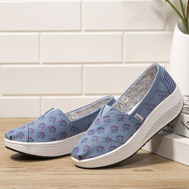 Dots Tree Printed Pattern Wygodne Płócienne Buty Do Chodzenia Rocker Sole Dla Kobiet