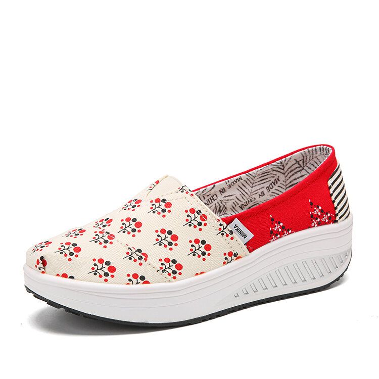 Dots Tree Printed Pattern Wygodne Płócienne Buty Do Chodzenia Rocker Sole Dla Kobiet