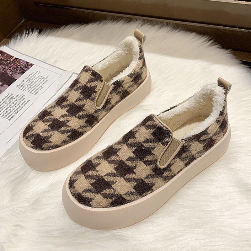 Kobiety Casual Pluszowe Houndstooth Ciepłe Buty Skate