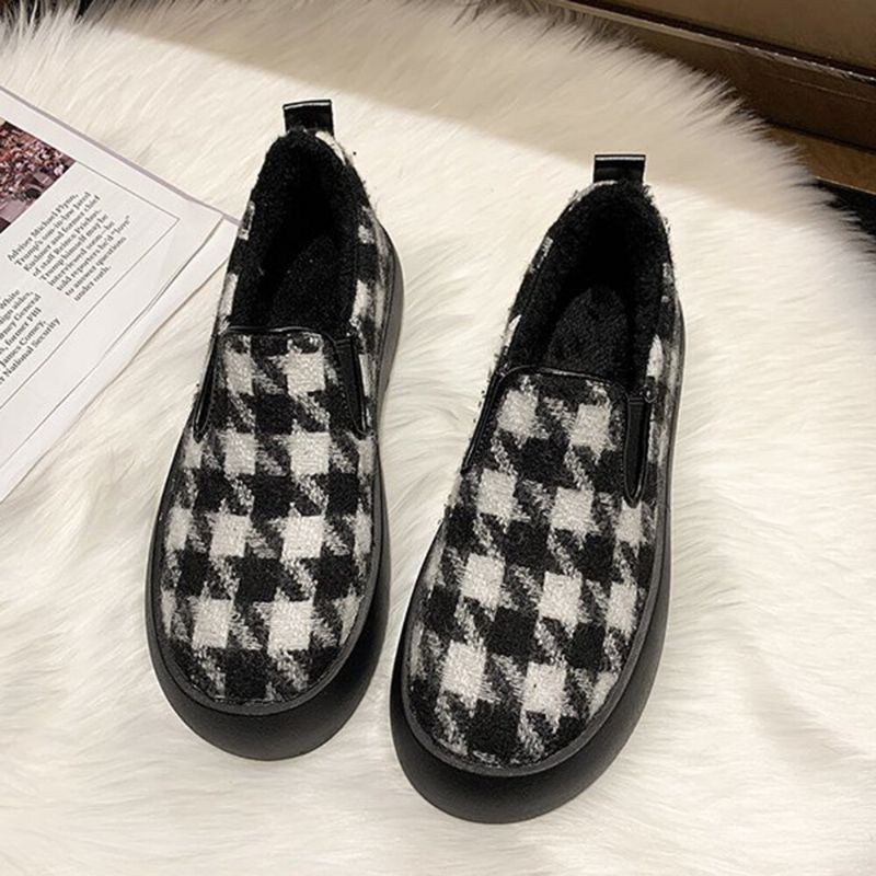 Kobiety Casual Pluszowe Houndstooth Ciepłe Buty Skate