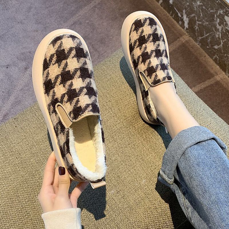 Kobiety Casual Pluszowe Houndstooth Ciepłe Buty Skate