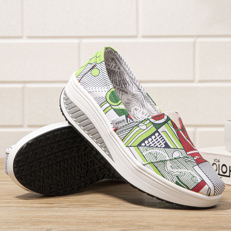 Kobiety Casual Print Cartoon Rocker Sole Slip-on Buty Do Chodzenia