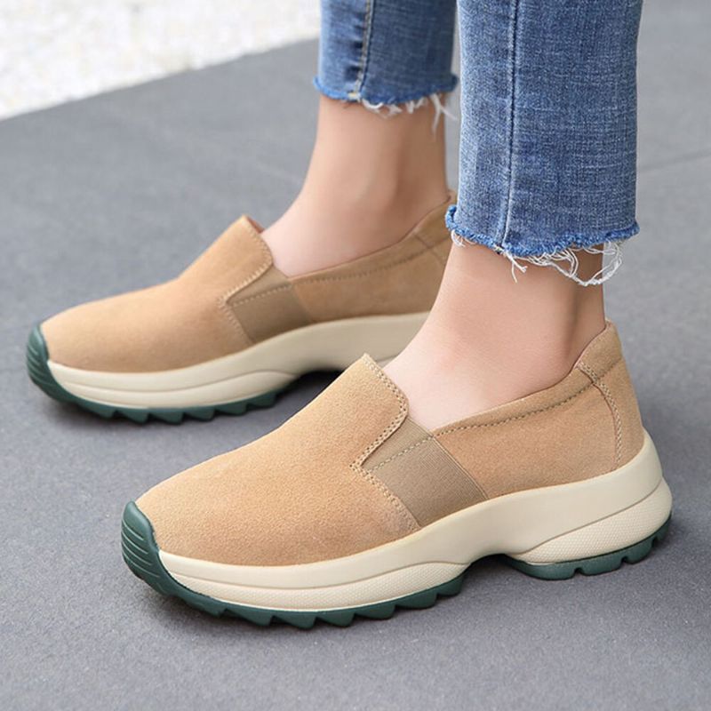 Kobiety Duży Rozmiar Casual Faux Suede Slip On Chunky Sneakers