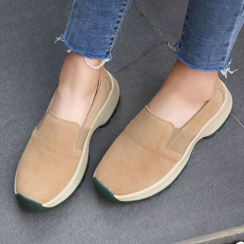 Kobiety Duży Rozmiar Casual Faux Suede Slip On Chunky Sneakers