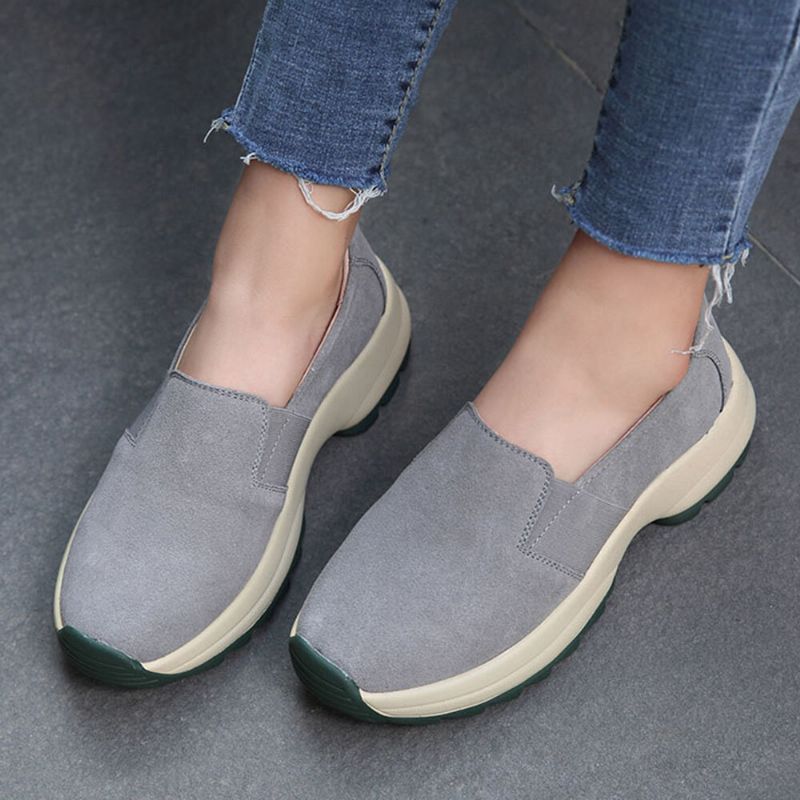 Kobiety Duży Rozmiar Casual Faux Suede Slip On Chunky Sneakers