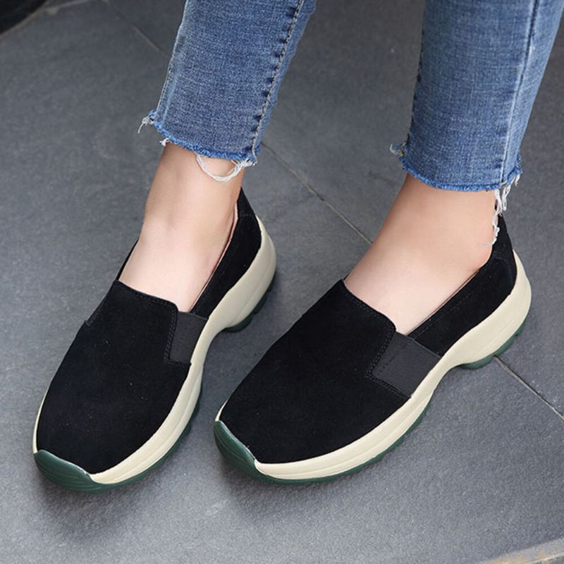 Kobiety Duży Rozmiar Casual Faux Suede Slip On Chunky Sneakers