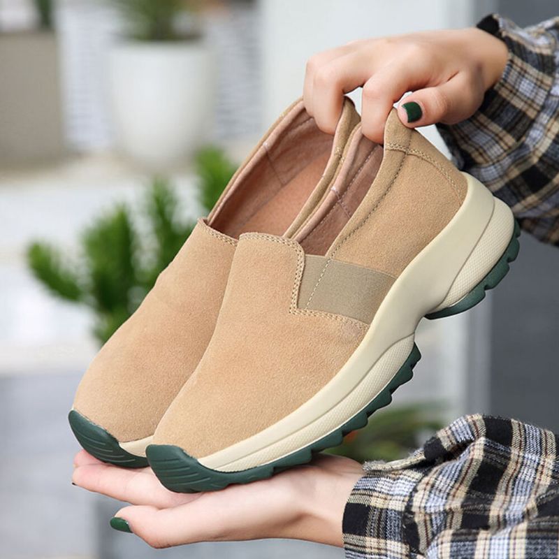 Kobiety Duży Rozmiar Casual Faux Suede Slip On Chunky Sneakers