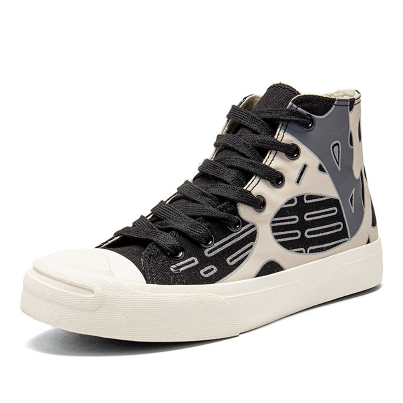 Kobiety Graffiti Lace-up High-tops Chic Canvas Court Sneaker