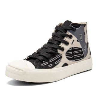 Kobiety Graffiti Lace-up High-tops Chic Canvas Court Sneaker