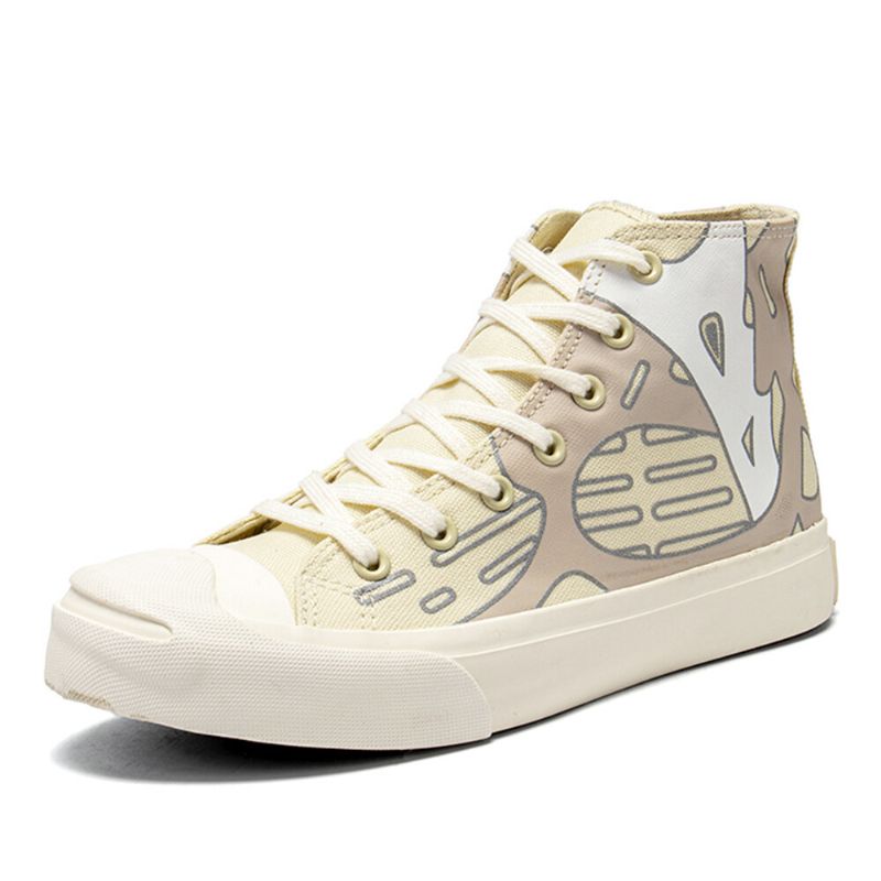 Kobiety Graffiti Lace-up High-tops Chic Canvas Court Sneaker