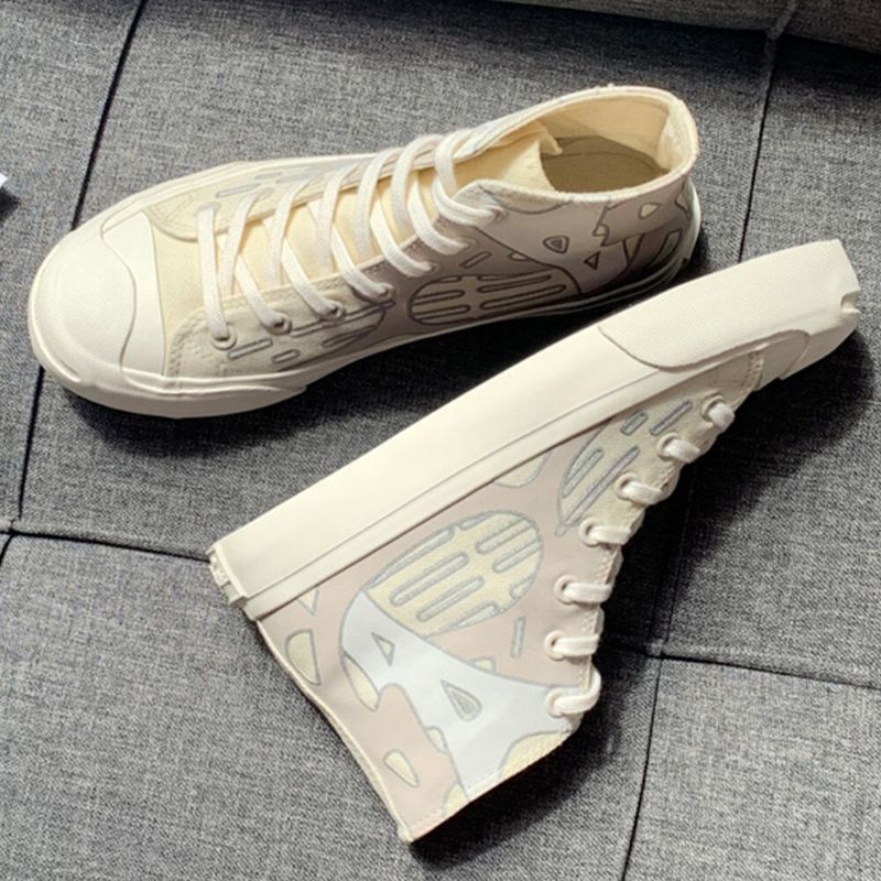 Kobiety Graffiti Lace-up High-tops Chic Canvas Court Sneaker