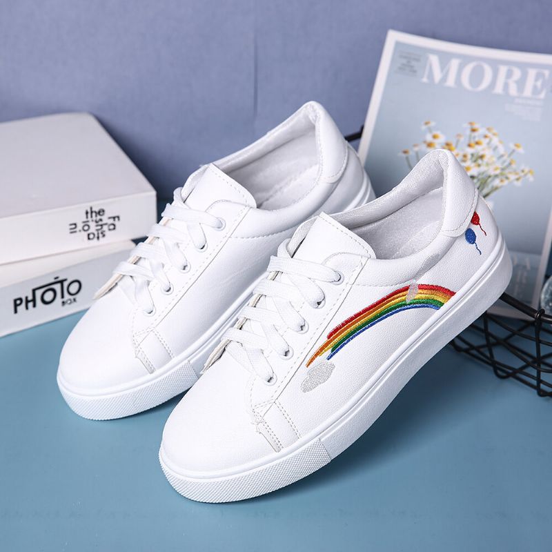 Kobiety Low Top Rainbow Wygodne Do Noszenia Na Co Dzień Płaskie Tenisówki