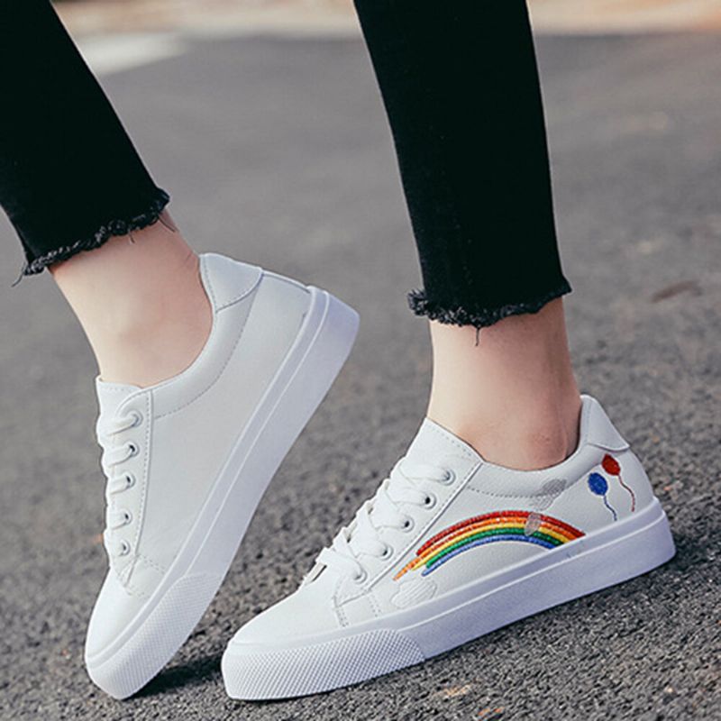 Kobiety Low Top Rainbow Wygodne Do Noszenia Na Co Dzień Płaskie Tenisówki