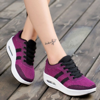 Kobiety Mesh Hollow Out Pattern Lace Up Platform Sneakers