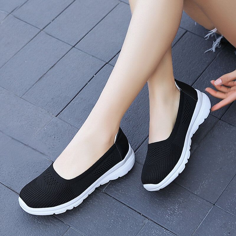 Kobiety Mesh Oddychające Slip On Miękka Podeszwa Casual Sneakers