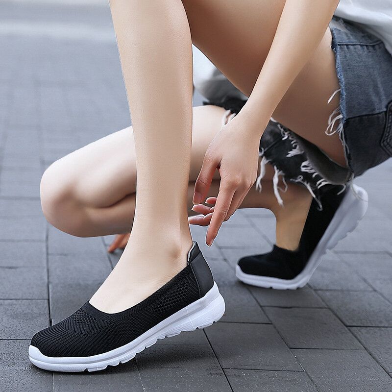 Kobiety Mesh Oddychające Slip On Miękka Podeszwa Casual Sneakers