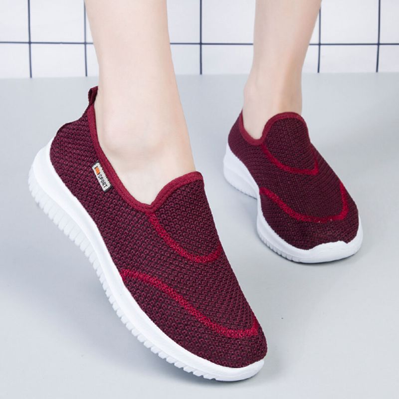 Kobiety Mesh Pattern Lazy Slip On Lekkie Buty Na Co Dzień