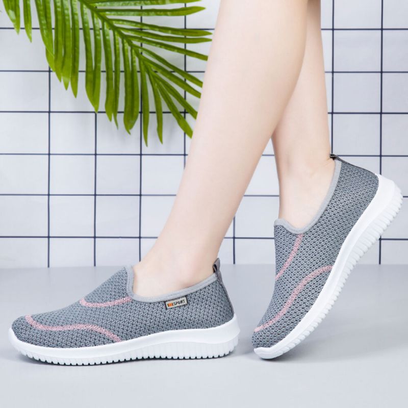 Kobiety Mesh Pattern Lazy Slip On Lekkie Buty Na Co Dzień