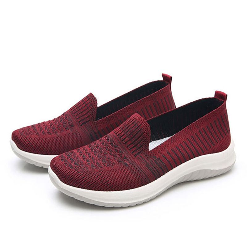 Kobiety Mesh Slip On Sport Soft Sole Casual Płaskie Buty