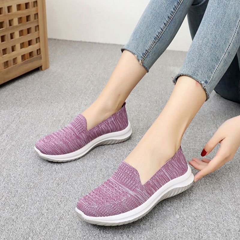 Kobiety Mesh Slip On Sport Soft Sole Casual Płaskie Buty