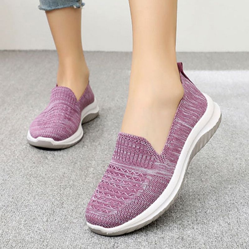 Kobiety Mesh Slip On Sport Soft Sole Casual Płaskie Buty