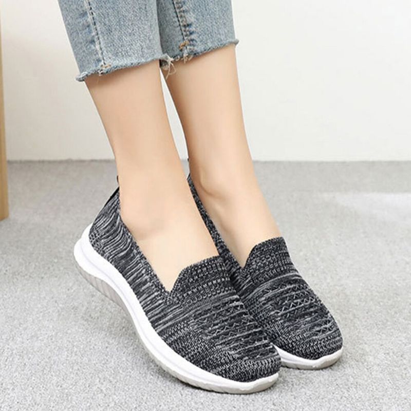 Kobiety Mesh Slip On Sport Soft Sole Casual Płaskie Buty