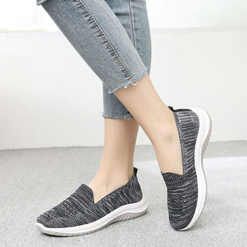 Kobiety Mesh Slip On Sport Soft Sole Casual Płaskie Buty