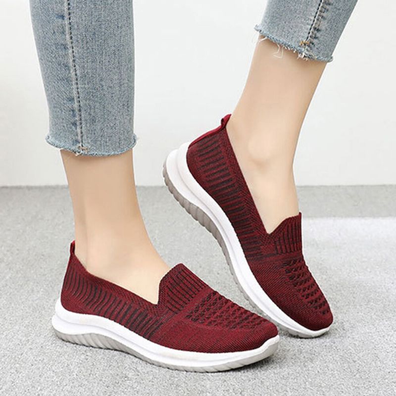 Kobiety Mesh Slip On Sport Soft Sole Casual Płaskie Buty