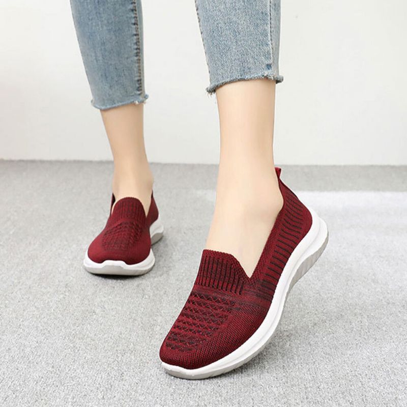 Kobiety Mesh Slip On Sport Soft Sole Casual Płaskie Buty