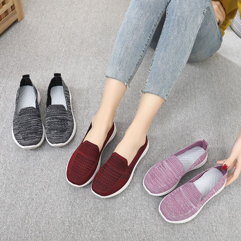 Kobiety Mesh Slip On Sport Soft Sole Casual Płaskie Buty