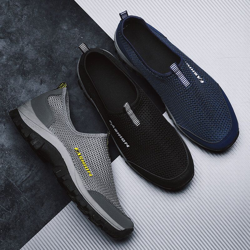 Mężczyźni Mesh Oddychająca Miękka Podeszwa Antypoślizgowa Wygodne Slip On Outdoor Casual Walking Buty