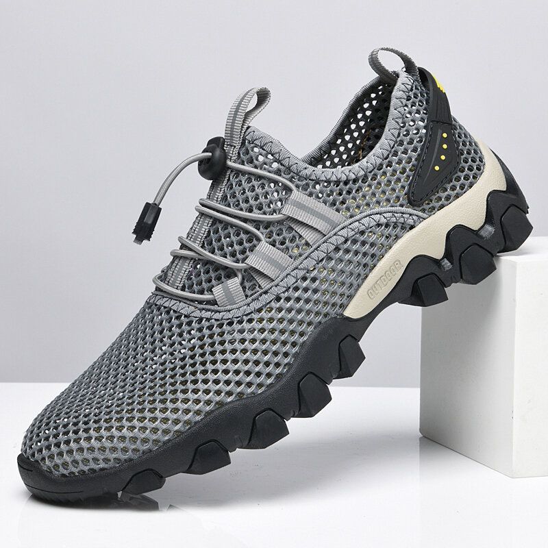 Męska Siatka Oddychająca Elastyczna Opaska Sznurowane Outdoor Fitness Casual Sneakers