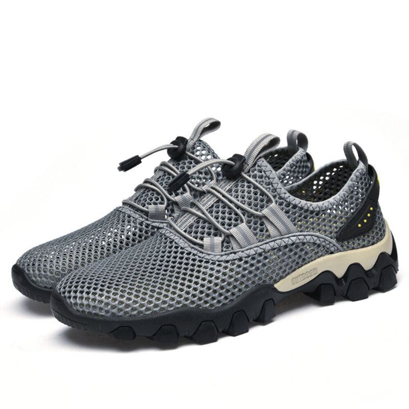 Męska Siatka Oddychająca Elastyczna Opaska Sznurowane Outdoor Fitness Casual Sneakers