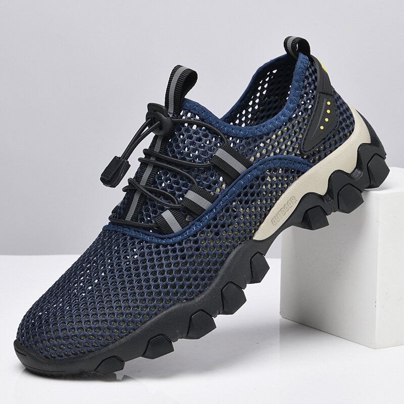 Męska Siatka Oddychająca Elastyczna Opaska Sznurowane Outdoor Fitness Casual Sneakers