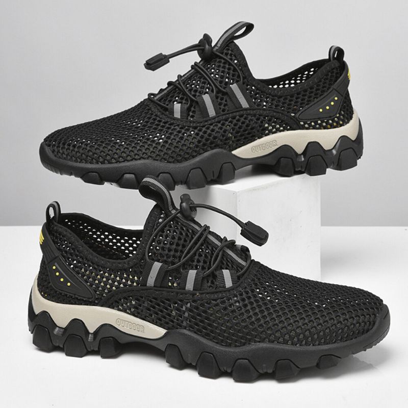 Męska Siatka Oddychająca Elastyczna Opaska Sznurowane Outdoor Fitness Casual Sneakers