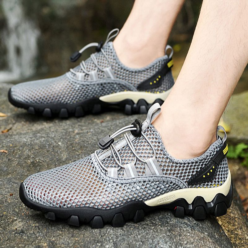 Męska Siatka Oddychająca Elastyczna Opaska Sznurowane Outdoor Fitness Casual Sneakers