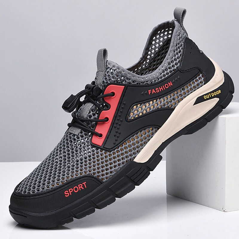 Męskie Sznurowane Buty Z Miękkiej Siatki Outdoor Fitness Casual Sneakers