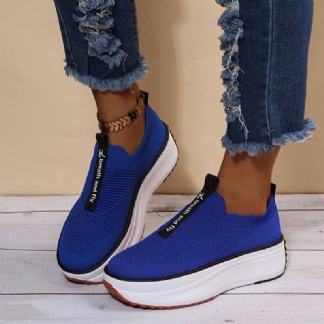 Plus Size Damskie Casual Elastyczne Slip-on Wygodne Oddychające Trampki Na Platformie