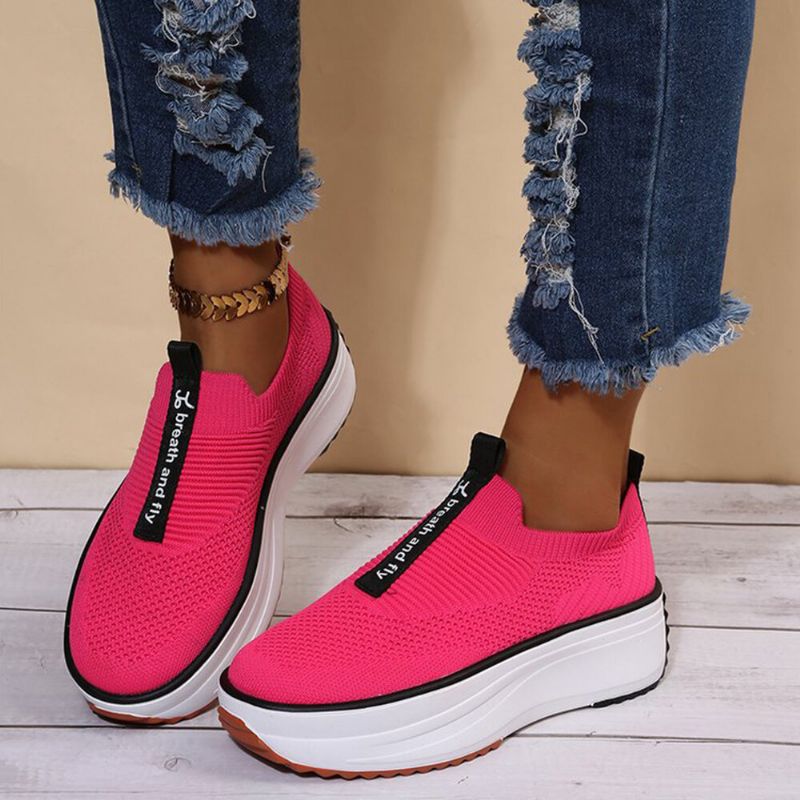 Plus Size Damskie Casual Elastyczne Slip-on Wygodne Oddychające Trampki Na Platformie